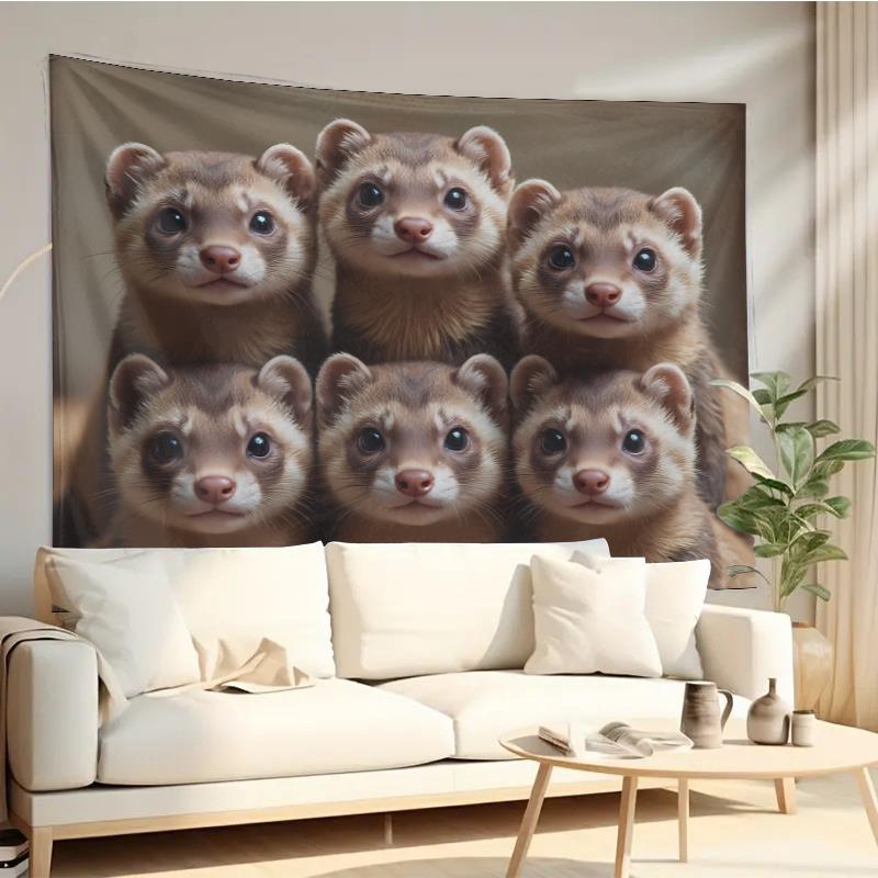 Interior Design Home - Cute Ferret Group Tapestry Wall Hanging
