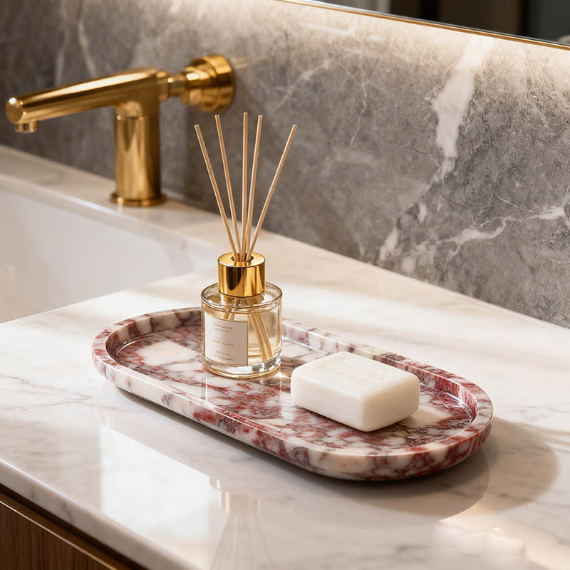 Travertine Tray Oval - Natural Marble Tray Oval Stone Serving