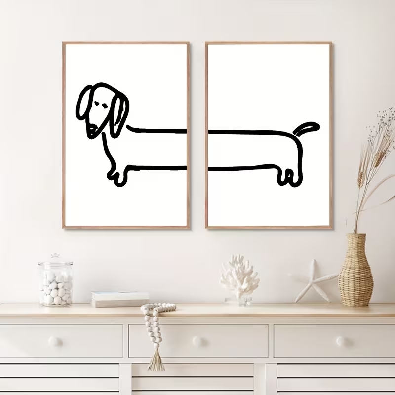 Interior Design Living Room - 2PCS Modern Dachshund Funny DogWall Art