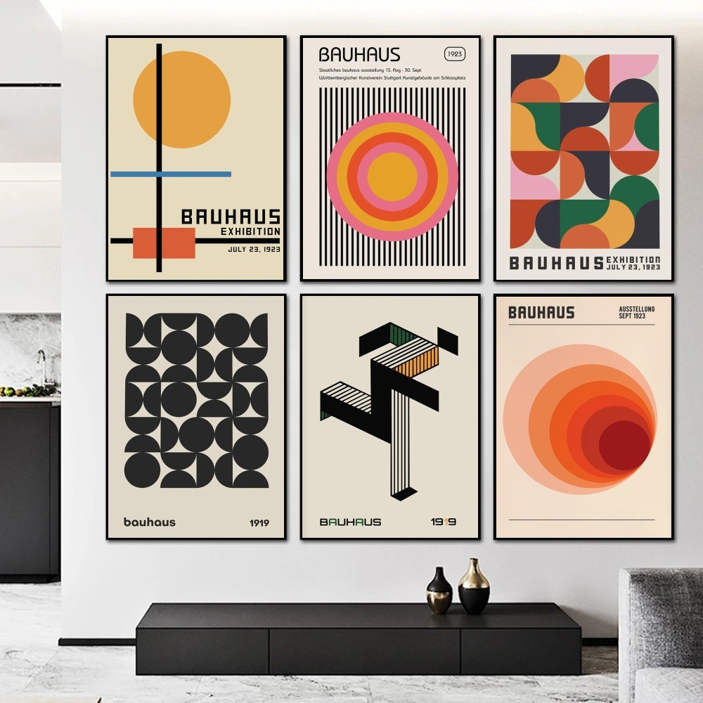 Interior Design Apartment - （2D Tin painting）Bauhaus Geometric Exhibition Poster