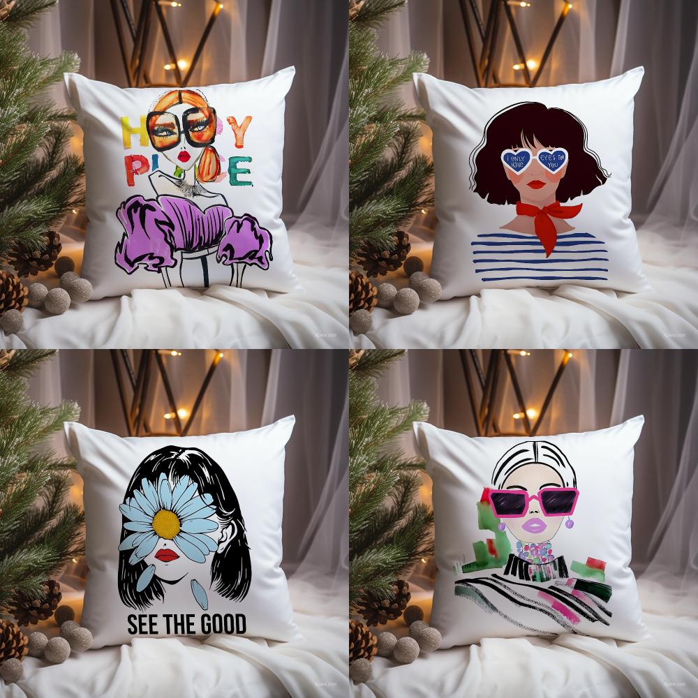 Chic Lady Illustration Cushion - огляд і ціна Interior Design Illustration