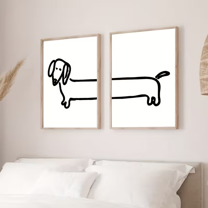2PCS Modern Dachshund  Funny D - огляд і ціна Interior Design Living Room
