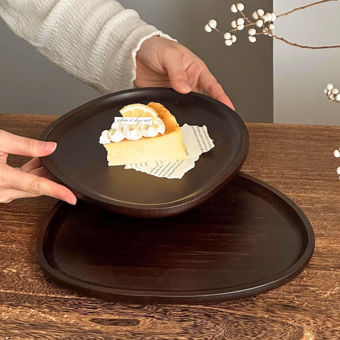 Wood Coffee Tray Oval Dessert  - огляд і ціна Travertine Tray Oval