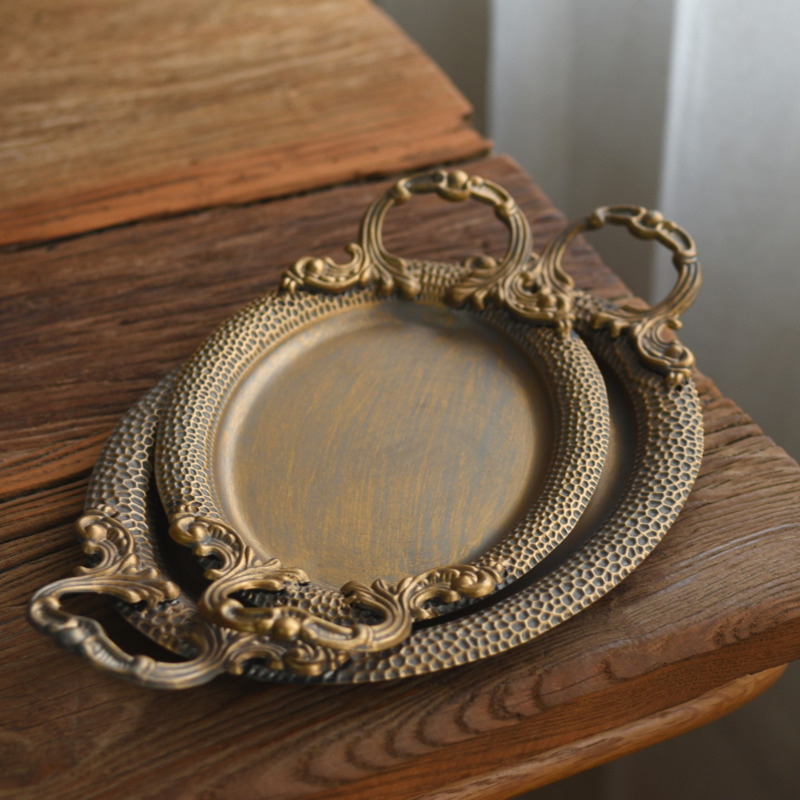 Vintage Iron Oval Serving Tray - огляд і ціна Travertine Tray Oval